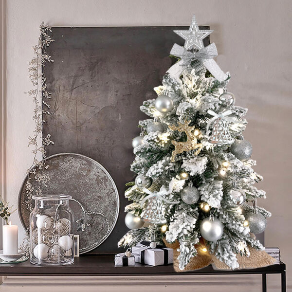 2025 2ft Mini Christmas Tree With Light Artificial Small Tabletop Christmas Decoration With Flocked Snow - Image 2