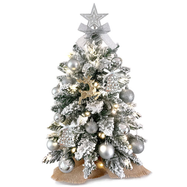 2025 2ft Mini Christmas Tree With Light Artificial Small Tabletop Christmas Decoration With Flocked Snow - Image 4