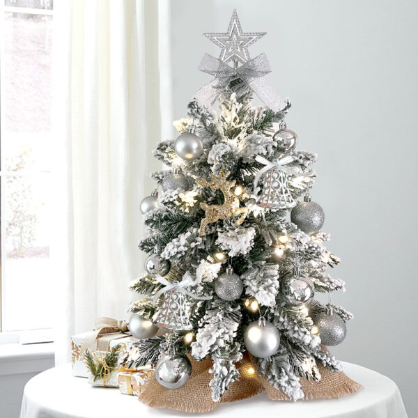 2025 2ft Mini Christmas Tree With Light Artificial Small Tabletop Christmas Decoration With Flocked Snow - Image 3